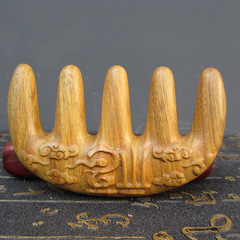 Custom Branded Green Sandalwood Massage Comb Gift Set - Gold-Threaded Green Sandalwood Comb with Wide, Thick Teeth for Acupressure