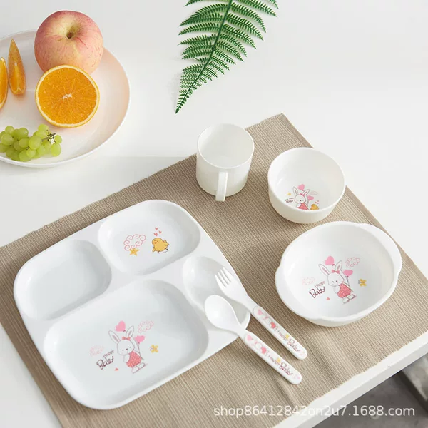 Children's Tableware Combination Baby Fork Spoon Dinner Plate Promotional Supplies Kindergarten Gifts Department Store