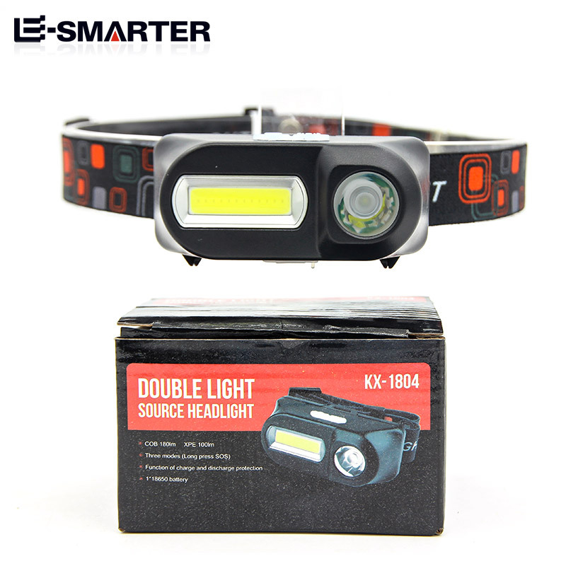 Fuente de luz de cabeza de luz fuerte de carga USB transfronteriza Luz de cabeza de emergencia para exteriores 18650 Iluminación multifunción