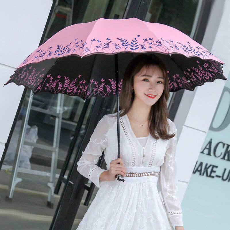 Heavenly Girl Umbrella Free Shipping 10-Bone Ruffled Triple Fold Vinyl Outdoor Sunshade Sun Umbrella Sun Umbrella Folding Umbrella
