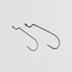 Narrow belly crank hook bulk tube Luya soft bait soft insect hook fake bait black nickel hook flat carbon steel barbed fishhook