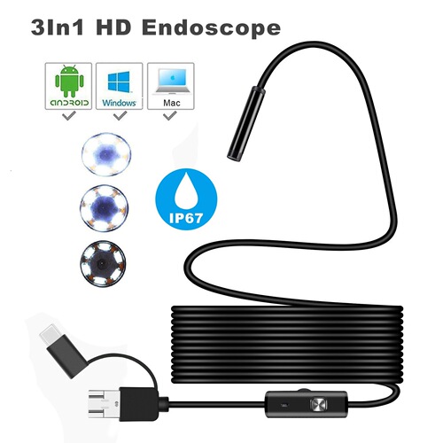 3-in-1 TYPE-C USB Android Phone Endoscope 5.5MM 1-meter Endoscope Waterproof Endoscope