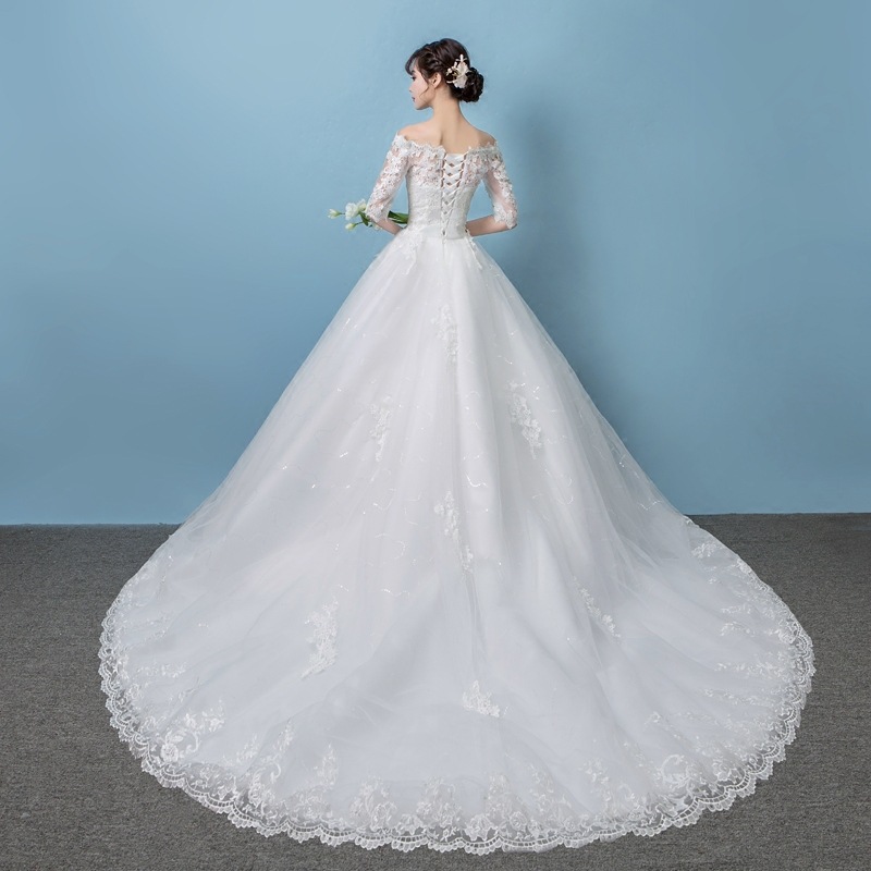 Vestido de novia ligero estilo forestal con hombros descubiertos, vestido de princesa largo hasta el suelo, efecto adelgazante, nuevo modelo 2026, vestido de novia sencillo con cola.