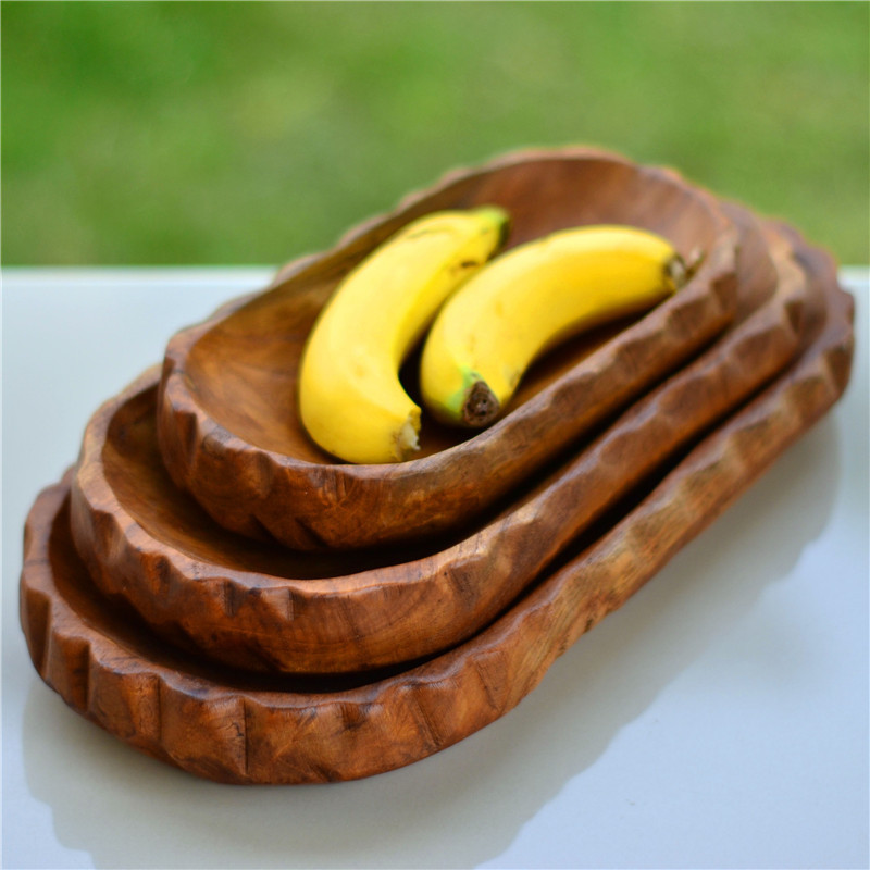 Southeast Asian Style Thailand Crafts Home Club Hotel Thailand Solid Wood Wave Edge Fruit Tray Dried Fruit Melon Seed Tray