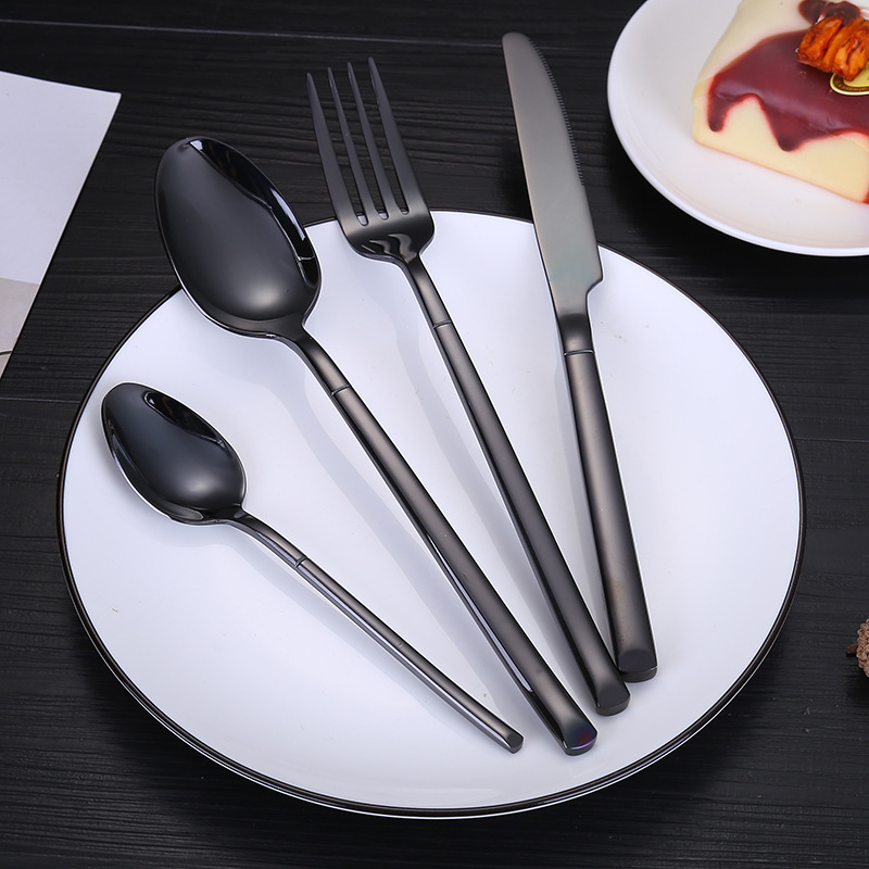 Amazon 304 vajilla de acero inoxidable de cuatro piezas traje de comida occidental caja de regalo transfronterizo cuchillo de carne, tenedor y cuchara regalo de boda