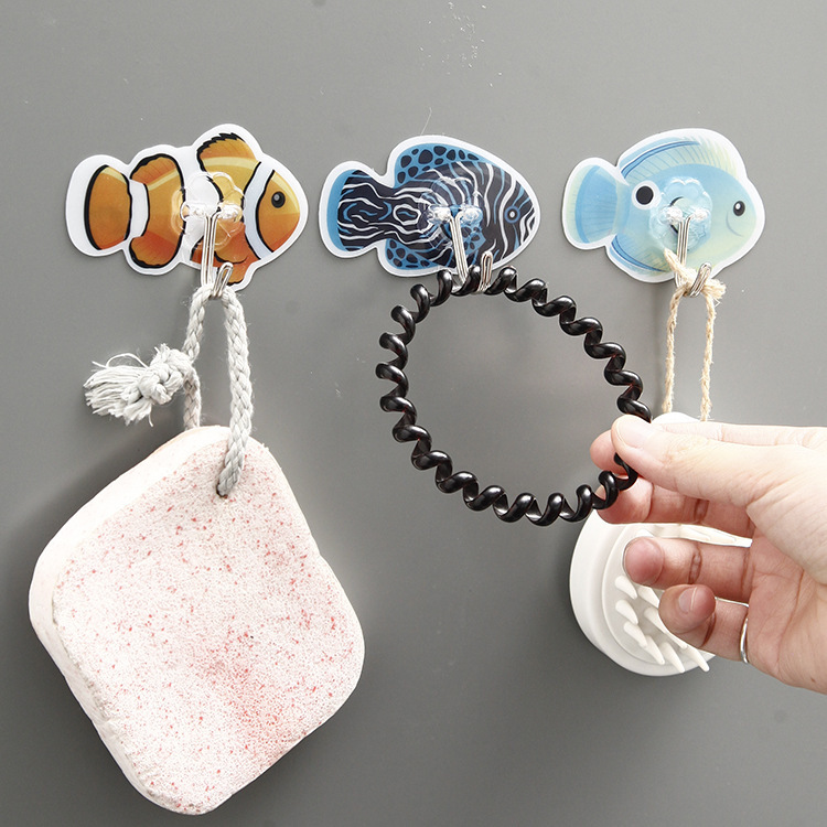 Tropical Ocean Fish Traceless Small Hook Reusable Strong Hook Clown Fish Hook Nail-Free Wall Paste