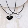 Foreign trade new couple necklace with female fashion i love you forever heart -shaped black and white necklace
