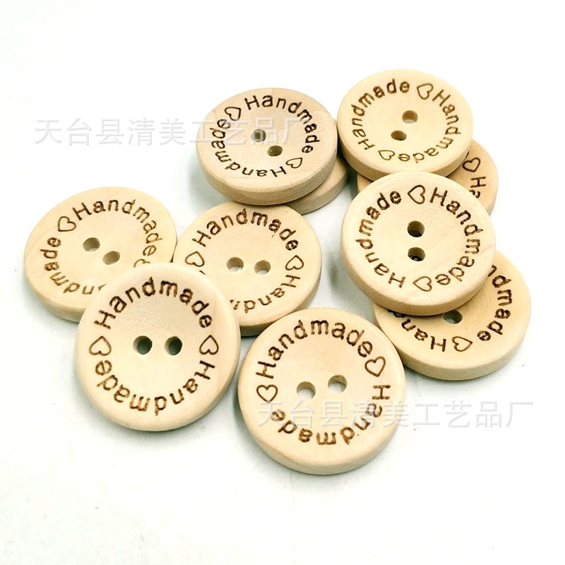 Botones redondos 15/20/25mm grabado láser hecho a mano amor botones de madera 100 unidades un paquete