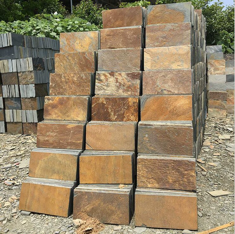 Зеленый сланец натуральный камень культуры Античный Зеленый Кирпич вилла садовый двор Антикоррозийная Нескользящая напольная плитка открытый квадратный камень