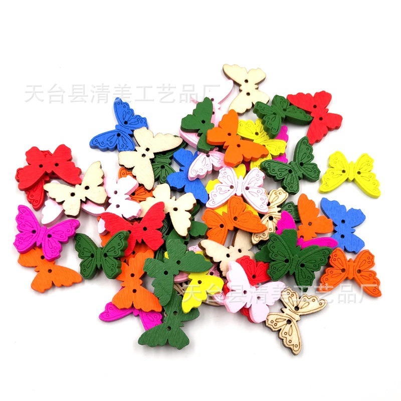 Estilo explosivo, línea grabada en color, botones de mariposa, botones de forma de animal, pintura, bricolaje hecho a mano, 50 piezas/paquete creativo