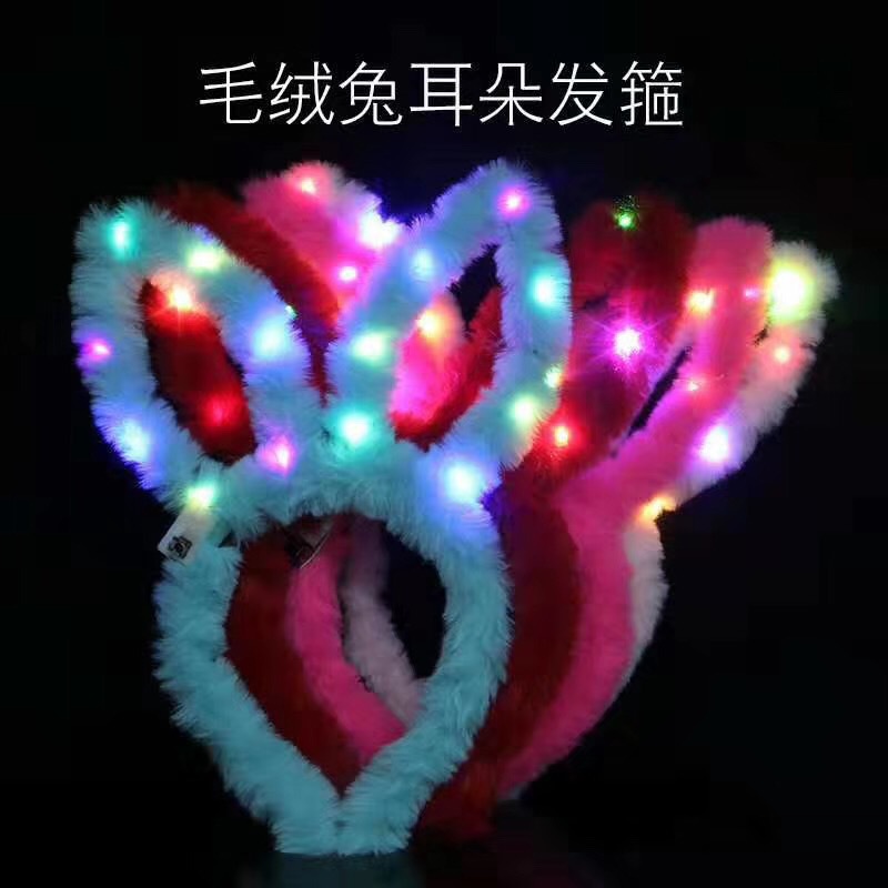 peluche luminoso orejas de conejo brillante sequinillo orejas de conejo banda de cabello concierto fiesta fábrica de juguetes para niños al por mayor