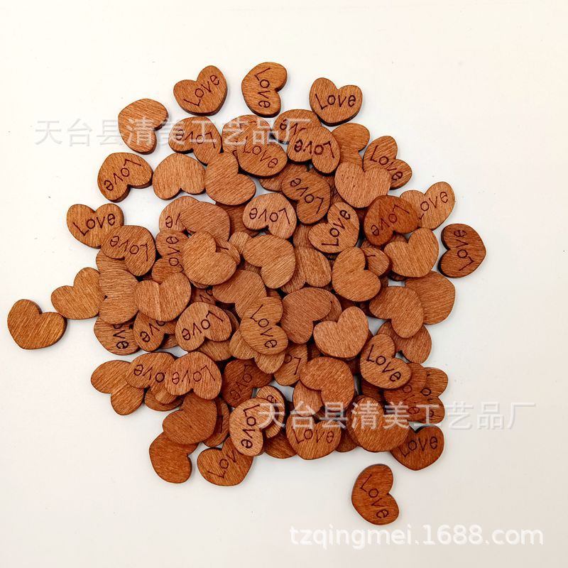 10*12mm botones de madera en forma de corazón amor botones en forma de corazón sin botón ojos 100 unids/bolsa
