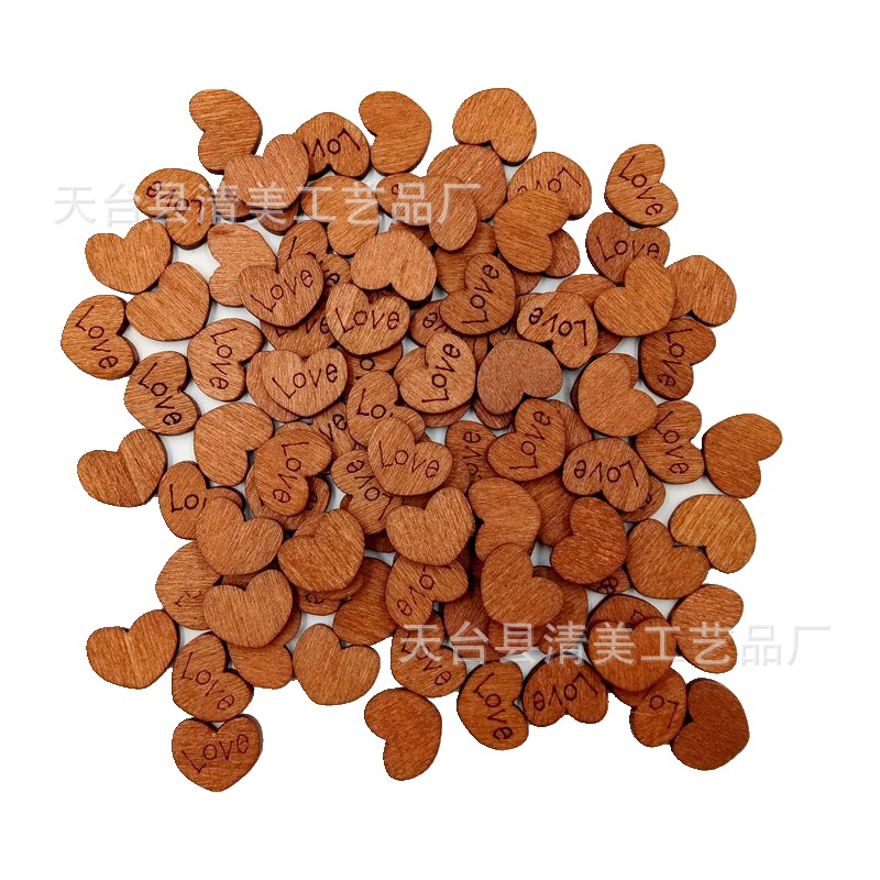 10*12mm botones de madera en forma de corazón amor botones en forma de corazón sin botón ojos 100 unids/bolsa