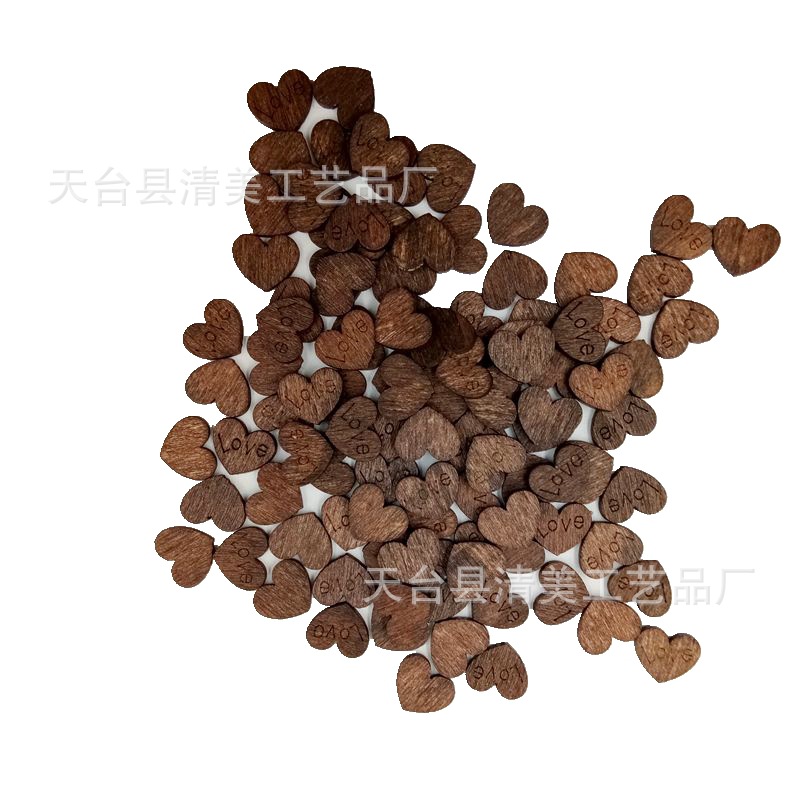 Love botones de madera retro café oscuro love botones pequeños en forma de corazón ojos sin botones 100 pc/paquete