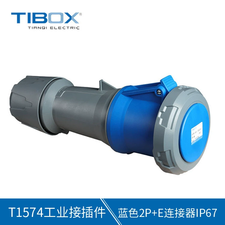 TIBOX делает Промышленный разъем водостотьким IP67 гнезда 230V голубого 2P + E штепсельной вилки разъема 63a промышленный