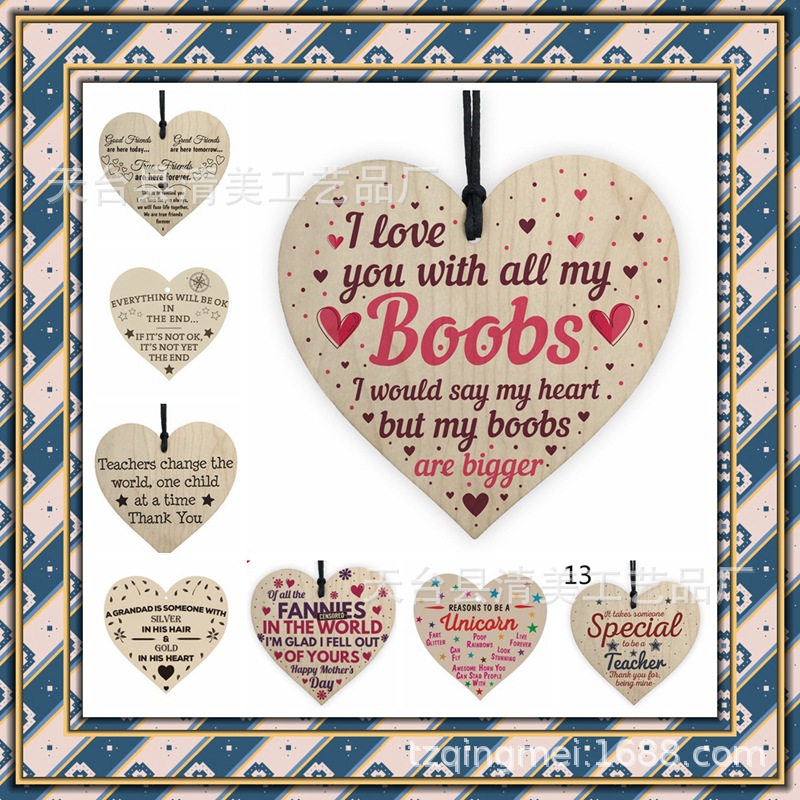 Pintura de madera, amor, colgante, decoración, amor, pieza de madera, colgante, corazón de melocotón de madera de bricolaje