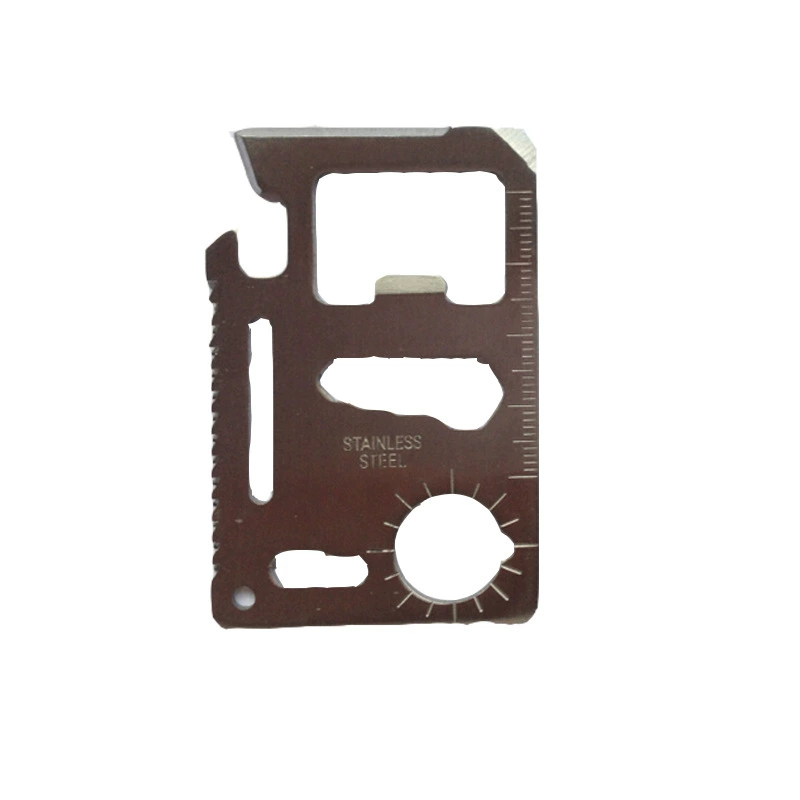 Multifunctional tool card, 420 stainless steel, credit‑card size, 11 functions