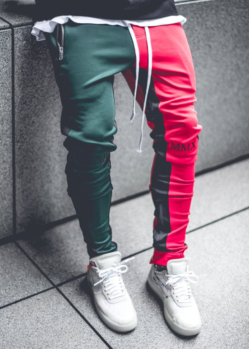 2019 primavera nuevos Pantalones deportivos para hombres costura Stretch Slim fitness pantalones hombres pantalones casuales al aire libre