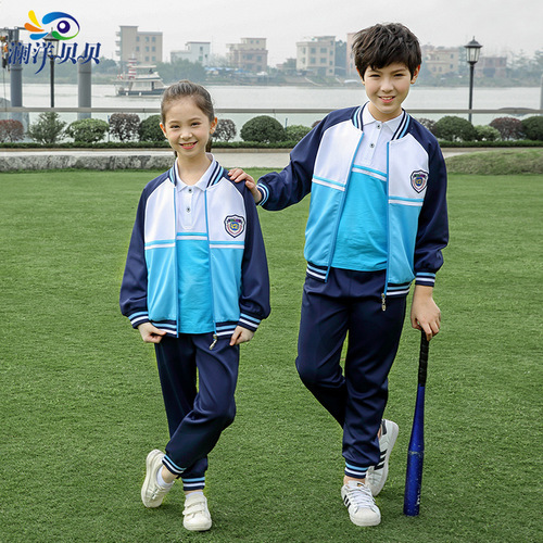 School uniform sets, class uniforms, elementary school sportswear—short-sleeved, summer new styles, trendy kindergarten outfits available for factory wholesale.