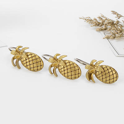 New golden pineapple shape hook curtain shower curtain hook kitchen portable multi-function hook in stock wholesale