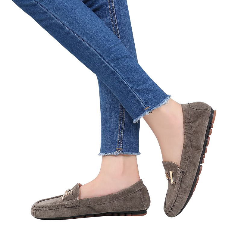 Mocasines para mujer 2023 primavera y verano nuevo estilo coreano deslizamiento-en mujeres embarazadas planas 41-43 más tamaño rollo de huevo antideslizante bombas