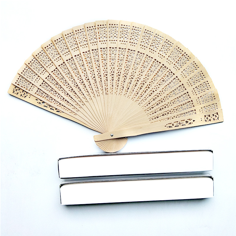 Hay en stock ventilador plegable de madera transfronterizo boda ventilador de madera con embalaje 4 tipos de embalaje opcional