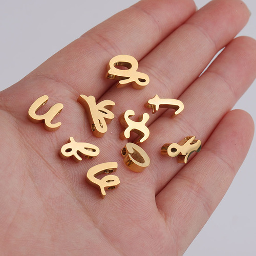 Cross-border mirror stainless steel English alphabet beads A-Z alphabet small hole beads 1.8mm DIY accessories beads