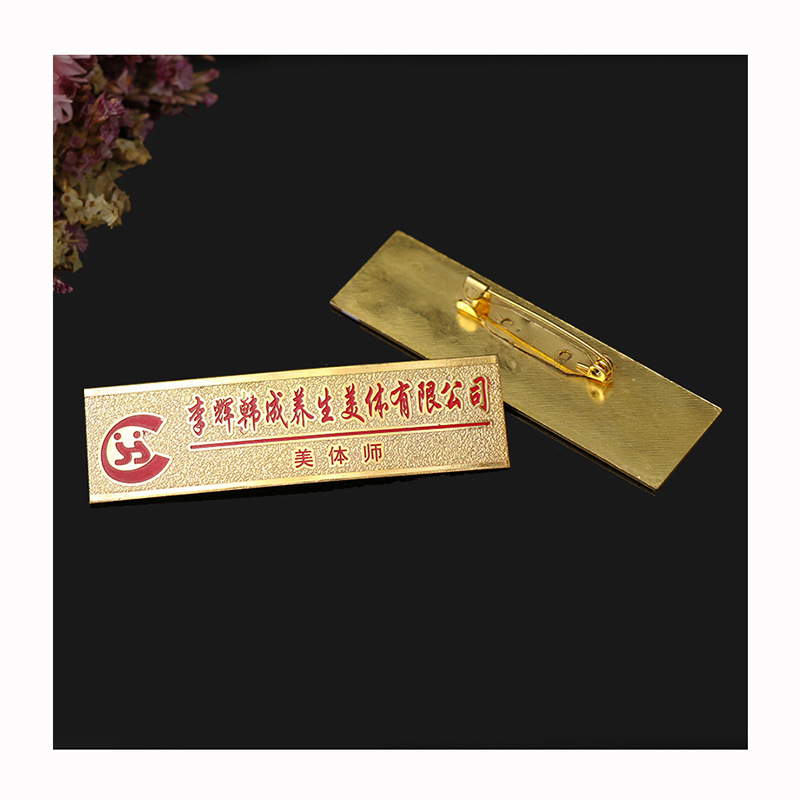 Insignia de empresa insignia de color personalizado collar de esmalte rectangular pin broche de metal personalizado