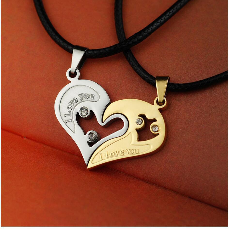 Korean version internet celebrity jewelry with prints, couple titanium steel necklace, female peach heart shaped pendant_voghion.com