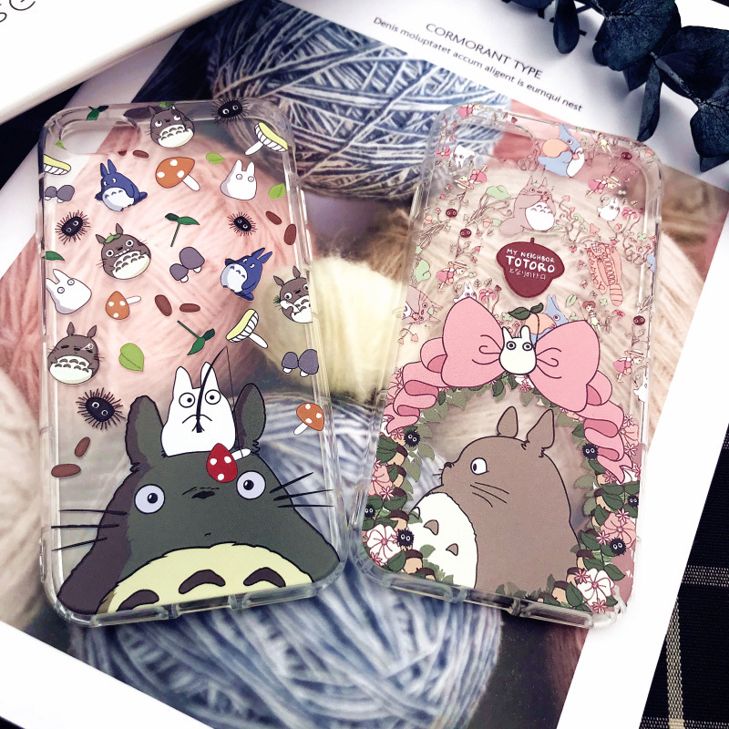 New Totoro iPhone12 Phone Case for Apple 15Pro Transparent XSMax Full Coverage 13 Soft Case 11 Women