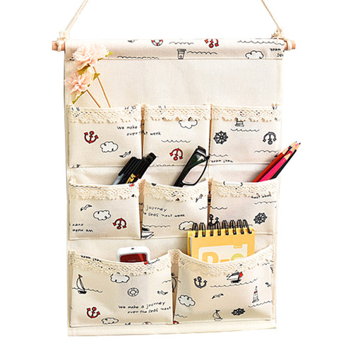 Bowler Korean style cotton and linen large simple door storage hanging bag home kitchen wall multi-functional hanging bag wholesale
