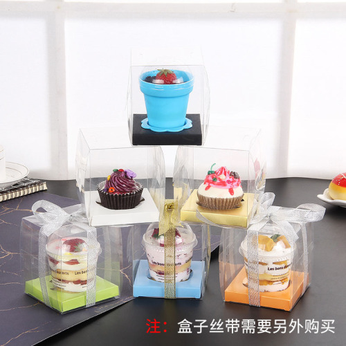 Cup cupcake packaging box wooden bran cup box single transparent thickened disposable baking packaging with bottom tray