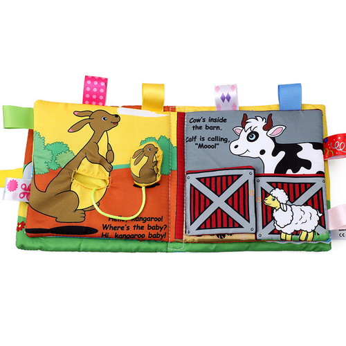 Animal baby label cloth book cannot be torn, can be chewed and makes noise, parent-child interactive infant and toddler early education book