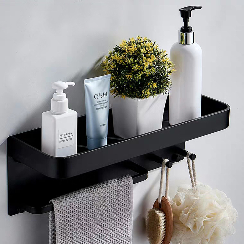 Cosmetic Storage Table Toilet Bathroom Hanging Towel Bar Cross-border Space Aluminum Storage Rack with Clothes Hook