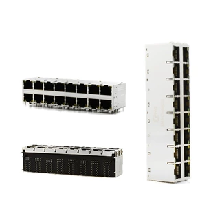 厂家直销RJ45 2x8 8P直插 1000M/10G RJ45母座网络连接器 交换机