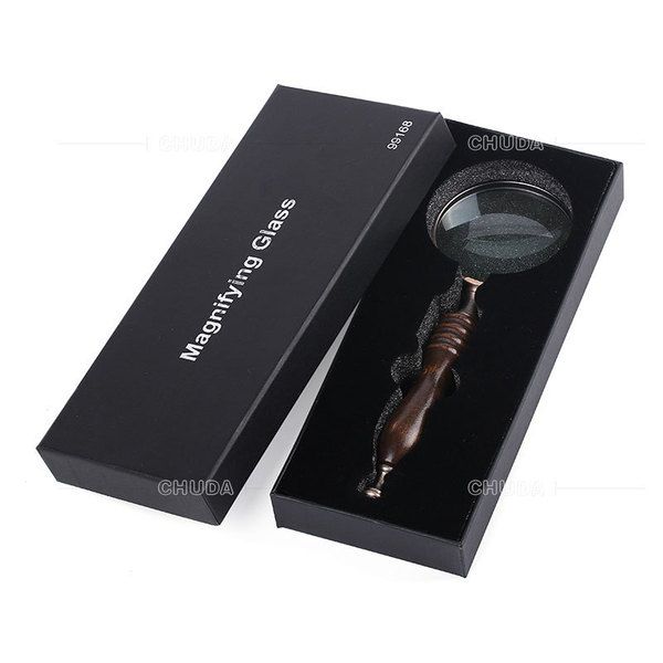 Classic retro handheld magnifying glass ebony sandalwood