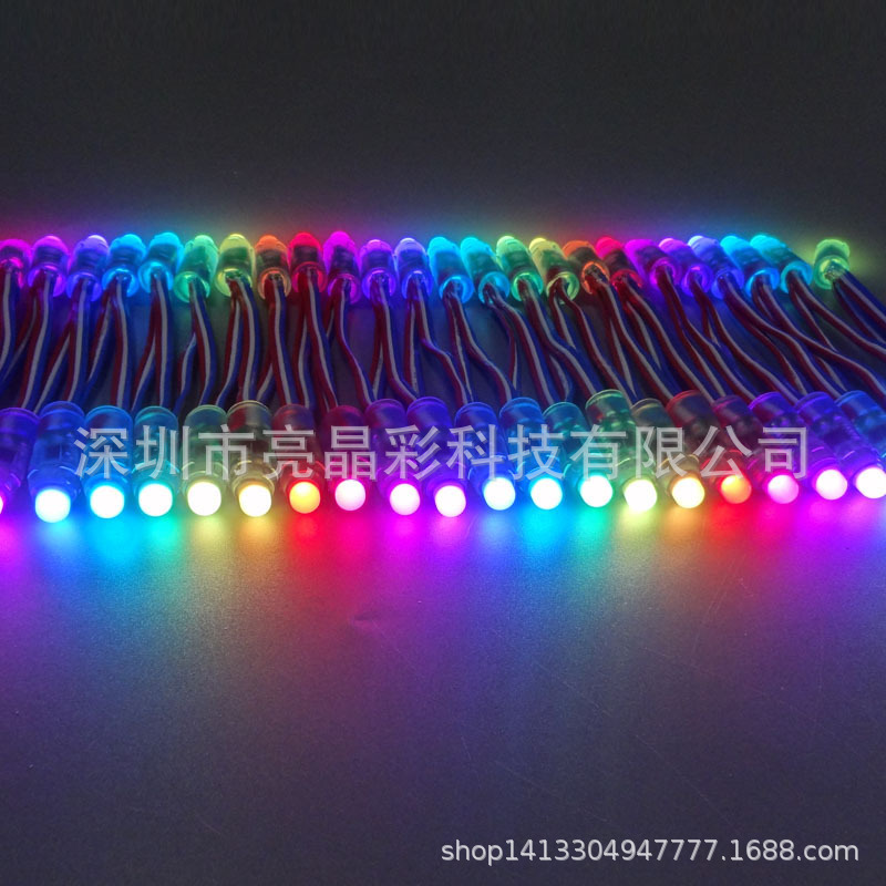 Lámpara expuesta a todo color LED, lámpara de píxeles perforada, cadena de letreros de color mágico, caracteres luminosos, cadena de luces perforadas, punto de ruptura, transmisión continua 2811