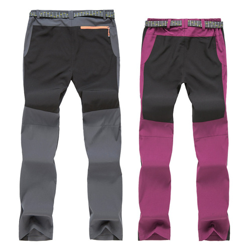 Spring and summer outdoor sports soft-shell assault pants for men, color-blocked, windproof, warm, breathable, fleece, and thickened hiking pants for women