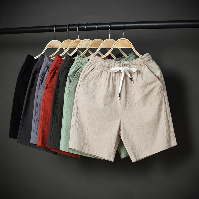 Summer New Style Men's Casual Pants with Elastic Waist, Breathable, Thin, Loose-Fitting, Five-Point Beach Shorts for Men