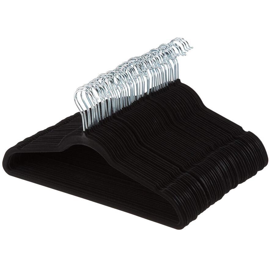 [Exclusivo transfronterizo] Percha para ropa de 45 cm con revestimiento flocado, tendedero para ropa de adulto, percha de plástico con revestimiento de terciopelo, percha mágica para ropa