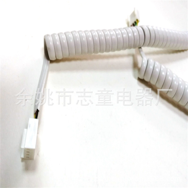 供应无线固话器座机4芯0.1水晶头4pin黑色白色回弹平行电话螺旋线