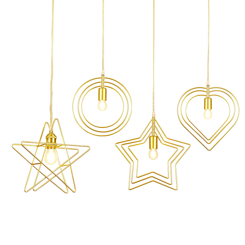 Nordic pequeña araña de una sola cabeza Golden Bar Cafe restaurante de tres cabezas simple dormitorio moderno pasillo de noche balcón