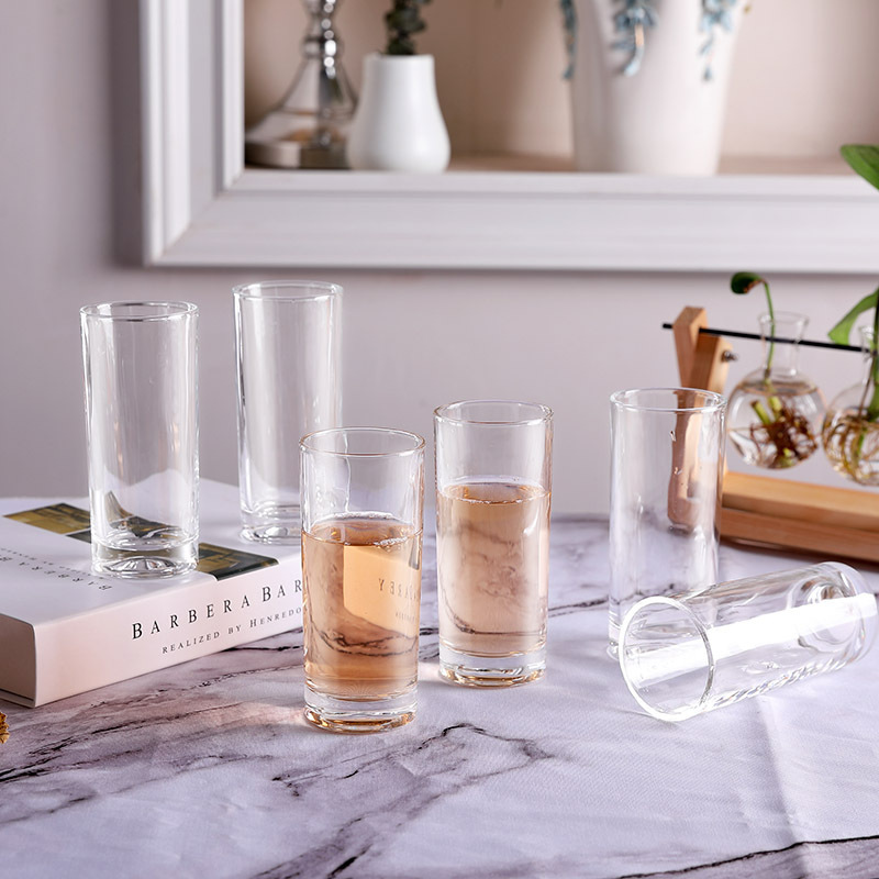 Glass Cup Set Water Cup Beer Cup with Tray Cup Holder 6 Heat-Resistant Living Room Tea Drinking Cup Household