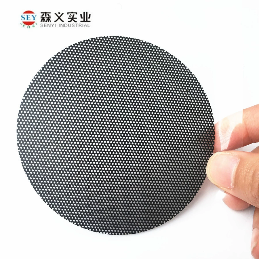 Прямые поставки с фабрики, черная круглая пылезащитная сетка из ПВХ с клейкой подложкой, динамик для ПК, пылезащитная сетка, охлаждающая сетка для вентилятора ПК