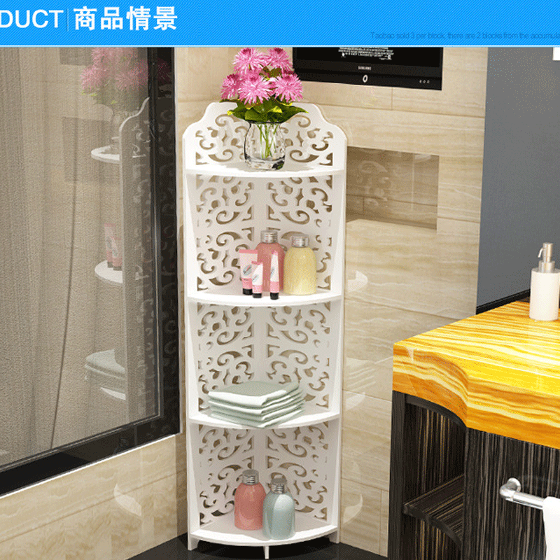 Baño trípode baño almacenamiento rack impermeable esquina piso pequeño lavabo estante esquina pared colgante baño rack