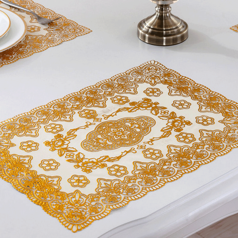 Estilo europeo occidental mantel dorado montaña PVC anti-scald AISLAMIENTO impermeable Cenicero estera maceta placa tazón estera de mesa de té estera