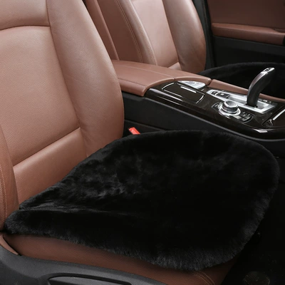 Pure Wool Car Cushion Winter Wool Single Piece No Backrest Plush Front Seat Cushion Thickened Warm Cotton Wool Cushion (Seat cushion, seat cover) - black-4949cm