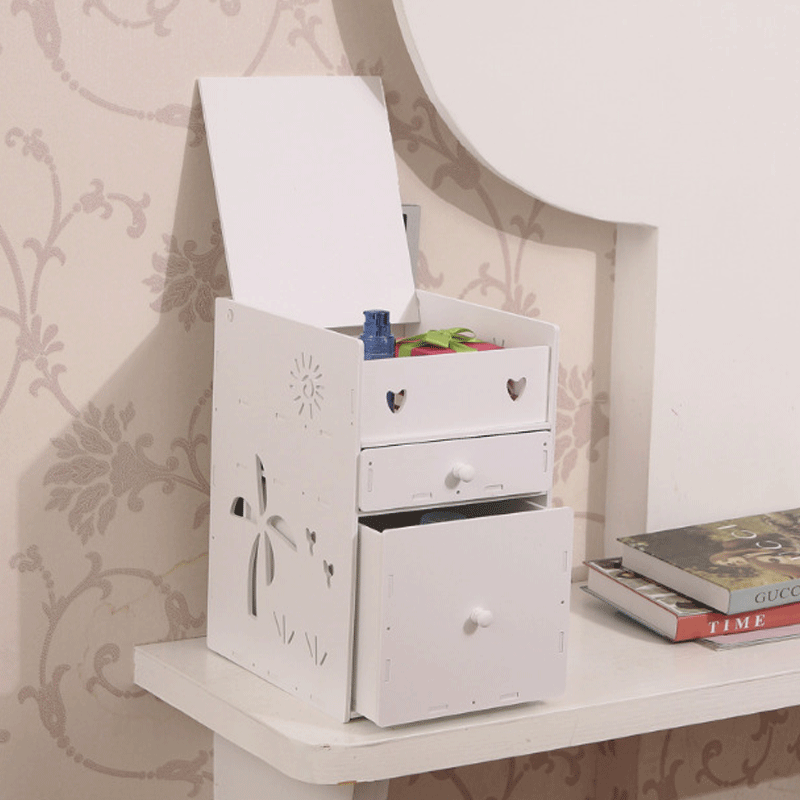 Cosméticos caja de almacenamiento con tapa impermeable baño escritorio a prueba polvo cuidado la piel estante grande mayor cajón