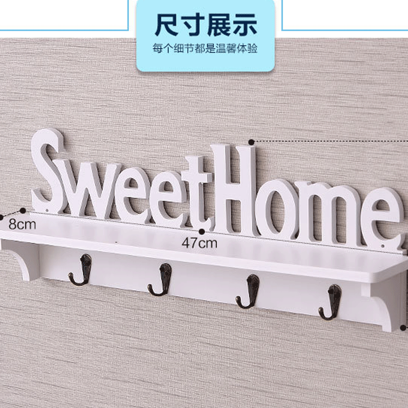 Nuevo estilo pastoral decoración de la pared estante letras inglesas pared colgante flor rack partición perchero al por mayor