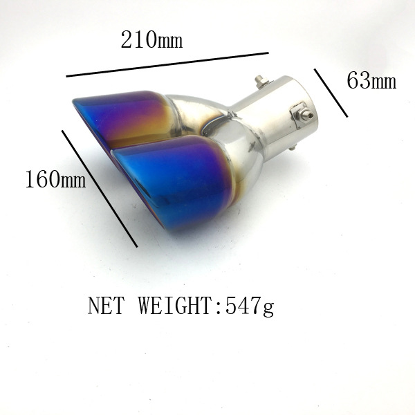 越境自動車通用改造一出二焼藍尾喉ステンレス双管排気管黒チタン直曲マフラー